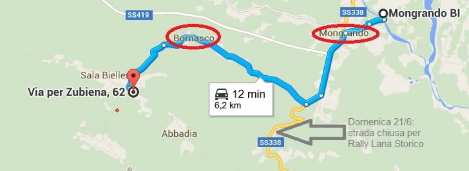 La strada alternativa per raggiungere il Rifugio passando da Bornasco/Sala